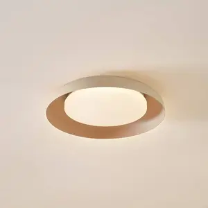 Lindby plafonnier LED Florie, beige, métal, Ø 40 cm pas cher
