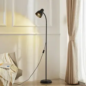 Lindby lampe sur pied Tebbi, noir, métal, hauteur 150 cm pas cher