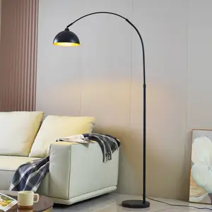 Comparateur de prix : Lindby lampe sur pied Tonka, noir/or, métal, Ø 25 cm