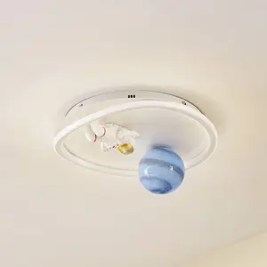 Lindby, plafonnier LED Kosmo, 40 cm, blanc, métal, terre pas cher