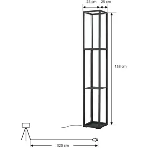 Comparateur de prix : Lindby lampadaire LED Birta, sur pied, étagère, hauteur 155 cm