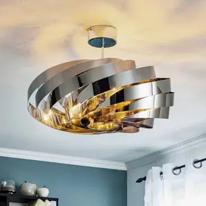 Euluna Plafonnier Vento, couleur chrome-nickel, Ø 60 cm, métal pas cher