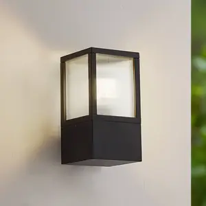 Comparateur de prix : Lucande, applique d'extérieur Klemens, noir, métal, IP54, Riffle