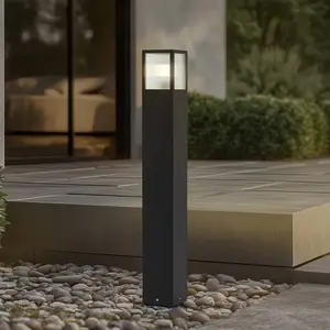 Comparateur de prix : Lucande Borne lumineuse Klemens, 90 cm, noir, métal, IP54