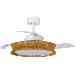 Lucande ventilateur de plafond LED Lineta, blanc, câble, Ø103cm, CCT