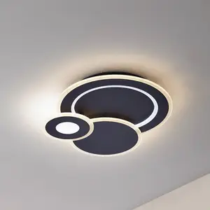 Lindby, plafonnier LED Briar, noir, métal, télécommande pas cher