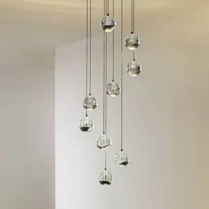 Lucande suspension LED Hayley, noir, à 9 lampes, verre pas cher