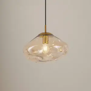 Lindby suspension Lelia, ambre, verre, Ø 35 cm pas cher