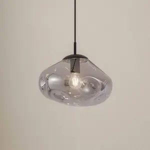 Comparateur de prix : Lindby suspension Lelia, gris fumé, verre, Ø 35 cm