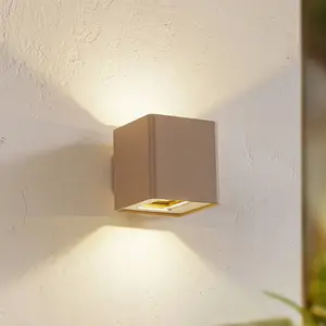 Comparateur de prix : Lucande Applique d'extérieur LED Aaron, beige, IP54, up/down