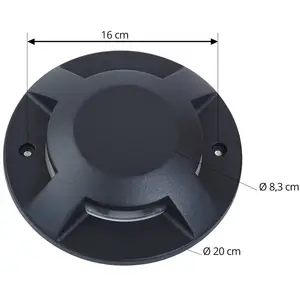 Comparateur de prix : Lucande Projecteur de sol LED Jeffrey, noir, 4 lampes, Ø 20 cm