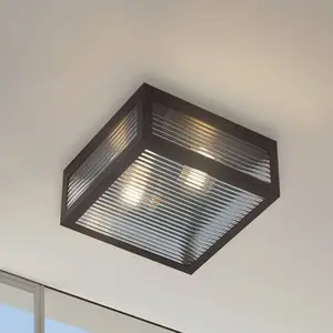 Comparateur de prix : Lindby, plafonnier d'extérieur Bolgar, noir, métal, verre