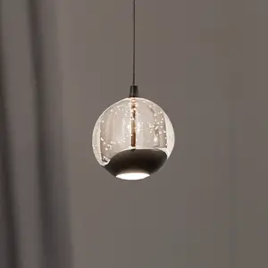 Lucande suspension LED Hayley, noir, à 1 lampe, verre pas cher