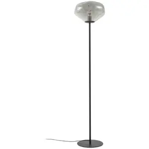 Comparateur de prix : Lindby lampe sur pied Lelia, gris fumé, verre, métal, 150 cm