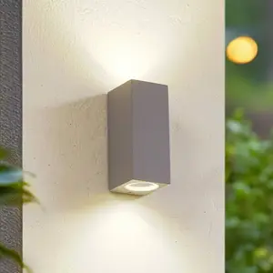 Comparateur de prix : Lucande applique d'extérieur Xava, up/down, gris, à 2 lampes, GU10