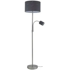 Comparateur de prix : Lindby lampe sur pied Jaileen, gris, textile, 170 cm, lampe de lecture