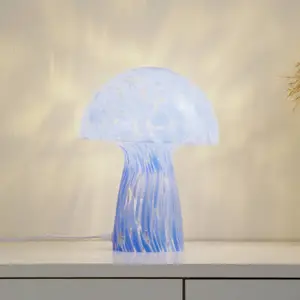 Lindby lampe à poser Hubi, bleu, verre, Ø 22 cm pas cher