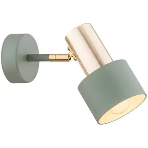 Euluna Spot mural Destin, à 1 lampe, vert/laiton pas cher
