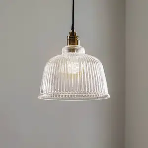 Euluna Suspension Leana, verre clair, à 1 lampe, laiton vieilli pas cher