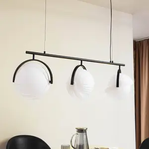 Lucande, suspension Helva, blanc, à 3 lampes, 108 cm, pivotante pas cher