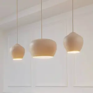 Lucande suspension Malisa, beige, à 3 lampes, métal, 90 cm pas cher