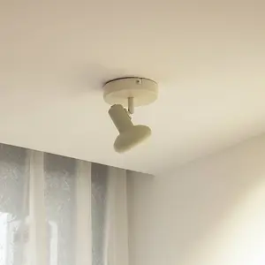 Comparateur de prix : Lindby spot pour plafond Huby, à 1 lampe, crème/vert clair, fer
