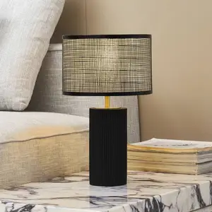 Lindby lampe à poser Sorscha, noir, fer, Ø 26 cm pas cher