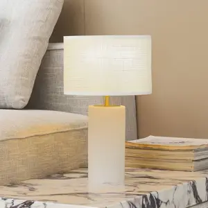 Lindby lampe à poser Sorscha, blanc, fer, Ø 26 cm pas cher