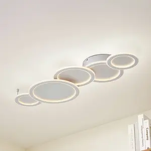 Lucande Plafonnier LED Diala, blanc, métal, 96 cm pas cher