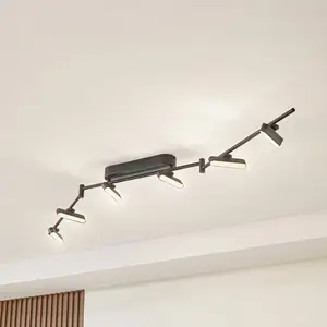 Spot LED Eldrin de Lindby, noir, à 6 lampes, réglette lumineuse pas cher