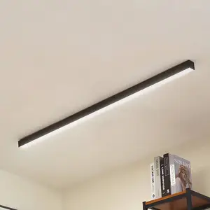 Lucande Plafonnier LED Teniona, 132 cm, noir, aluminium pas cher