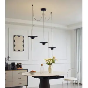 Lindby, suspension LED Norvind, à 6 lampes, noir, métal