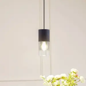 Comparateur de prix : Suspension Lindby Svante, à 1 lampe, noir, verre, Ø 10cm