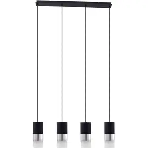 Comparateur de prix : Suspension Lindby Svante, à 4 lampes, noir, verre, 85 cm