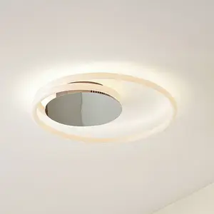 Lucande Plafonnier LED Valenora, chrome/blanc, PC, Ø 44 cm pas cher