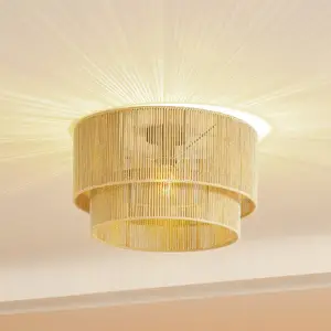 Lindby plafonnier Anuva, beige naturel, papier, Ø 45 cm pas cher