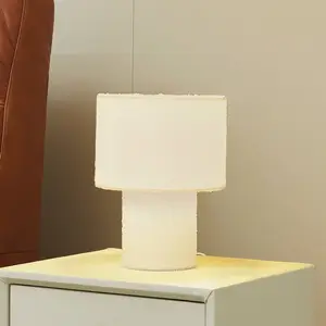 Lindby lampe à poser Jone, blanc, textile, 30 cm pas cher