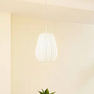 Lindby suspension Helin, blanc, Ø 30 cm, tissu pas cher