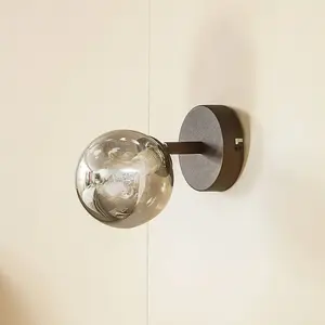Comparateur de prix : Lindby applique murale Valentina, gris/noir, verre, Ø 10 cm