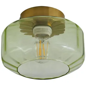 Lindby plafonnier Hildur, vert, verre, Ø 22 cm pas cher