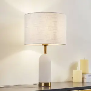 Lindby - Lampe à poser 'Alabaster' en textile pour salon & salle à manger pas cher