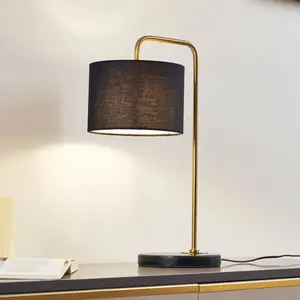 Lindby lampe à poser Hillary, noir/or, marbre, 49 cm pas cher