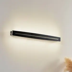 Lindby Plafonnier LED Benario, noir, aluminium, 80 cm pas cher