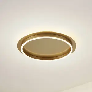 Lindby Plafonnier LED Kunis, or, plastique, Ø 46cm pas cher