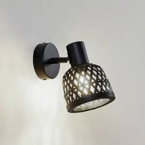 Comparateur de prix : Appliques murales Lindby Eskil, Ø 10 cm, noir, bambou