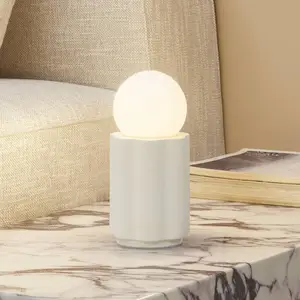 Comparateur de prix : Lindby lampe à poser Nielson, beige, hauteur abat-jour 8,5 cm, plâtre