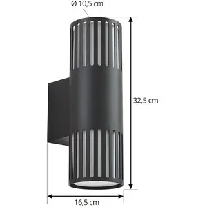Lindby Applique d'extérieur Lurinda, à 2 lampes, noir, Ø10cm pas cher