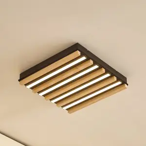 Lindby Plafonnier LED Firka, blanc, bois, 42 cm, CCT, à intensité vari... pas cher