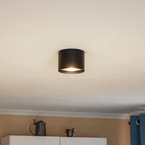 Euluna spot pour plafond Chloe, noir, Ø 11,5 cm acier rigide pas cher