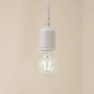 Lindby suspension Hattie, blanc, Ø 4,7 cm, métal, E27
